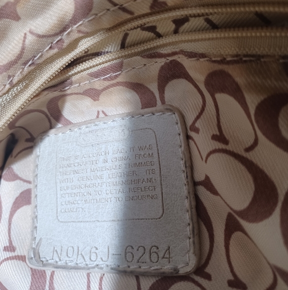 Coach Cream and Brown Shoulder Bag with Signature Monogram - Picture 7 of 12